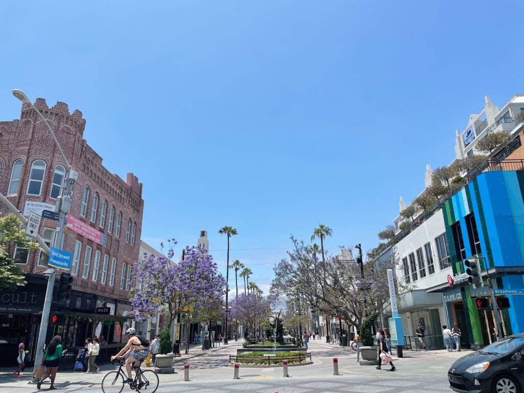 Shoppers line the streets of the 3rd St. Promenade.