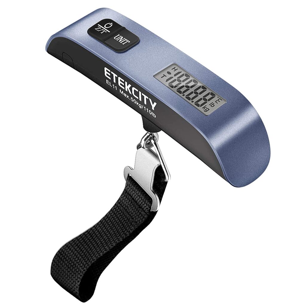A digital portable luggage scale.